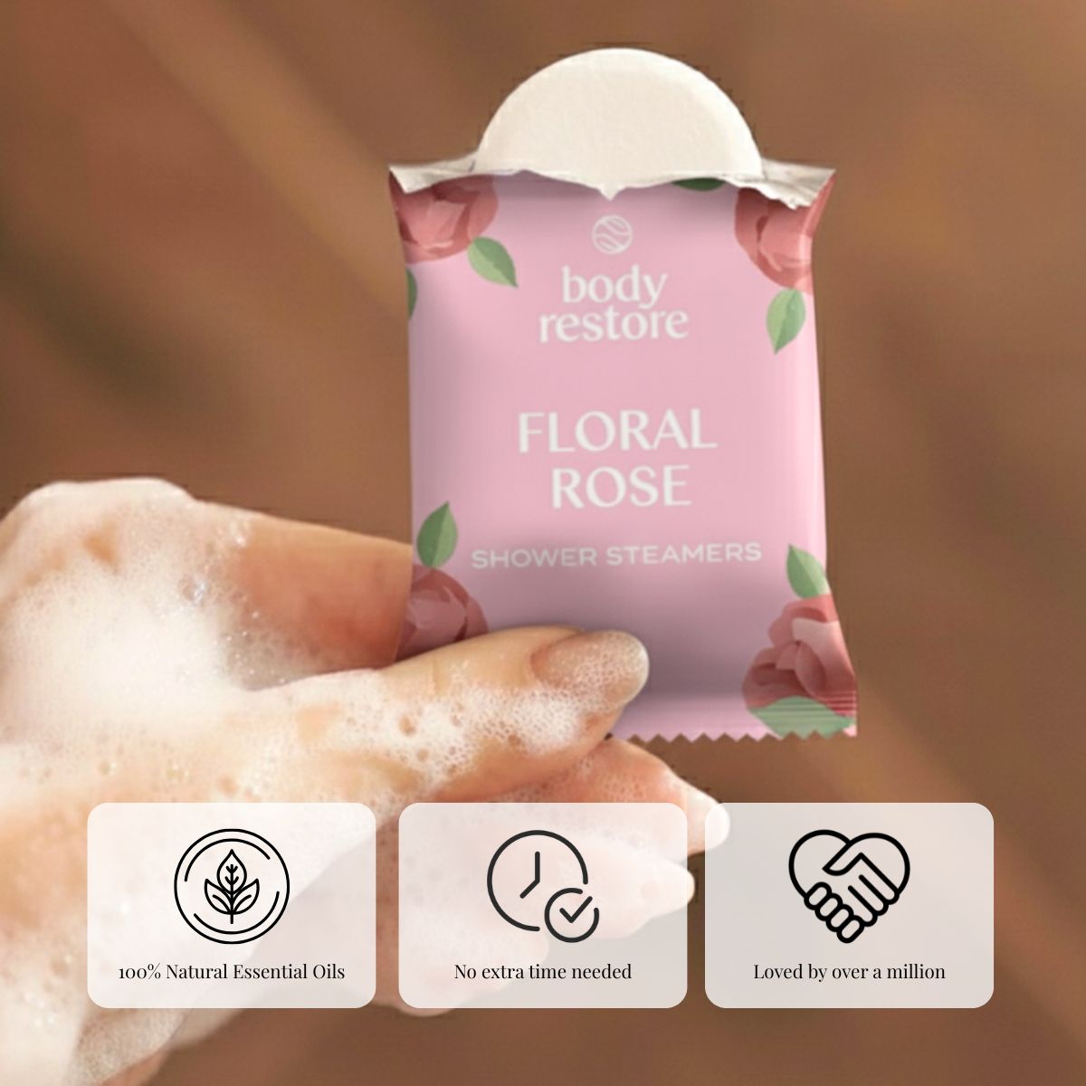 Amore Floral Rose Shower Steamers – lot de 15